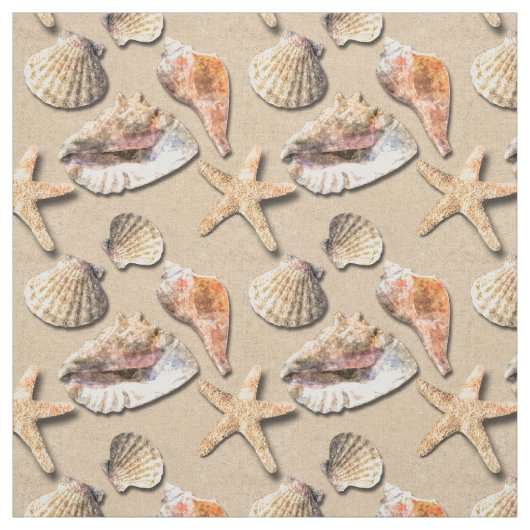 ビーチの砂の海の貝 ファブリック (見本)