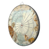 ビーチの砂の海岸のコラージュのカメのタツノオトシゴの貝 ダーツボード (正面右)