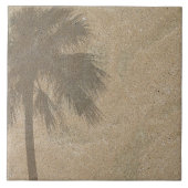 ビーチの砂の背景-やしのヤシの木の影 タイル (正面)
