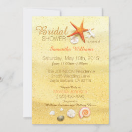 ビーチの砂の貝殻のビーチのブライダルシャワー 招待状