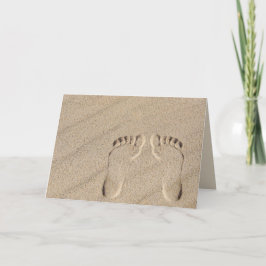 ビーチの砂の足跡 誕生日 カード