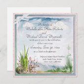 ビーチの砂丘ロマンス広場 ウェディング招待状 招待状 (正面/裏面)