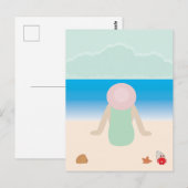 ビーチの砂浜に座って ポストカード (正面/裏面)