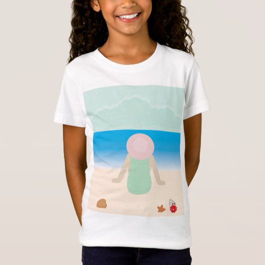 ビーチの砂浜に座って Tシャツ (正面)