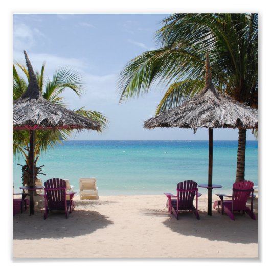 ビーチの砂 海のヤシの木 運命のバケーション 運命 フォトプリント            (正面)