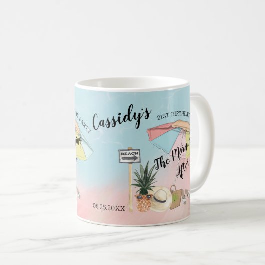ビーチの第21誕生会の夏の日 コーヒーマグカップ (正面右)