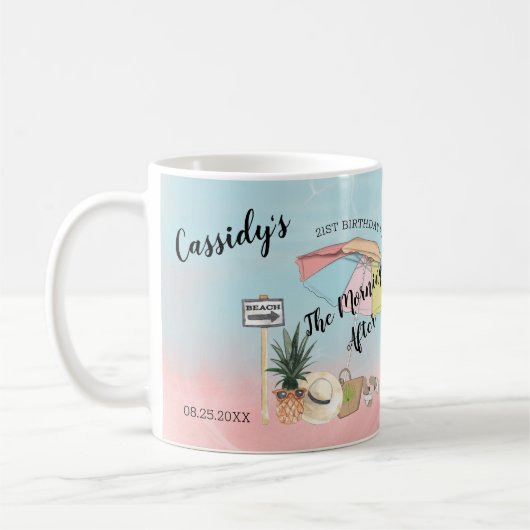 ビーチの第21誕生会の夏の日 コーヒーマグカップ (左)