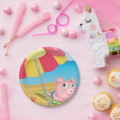 ビーチの紙皿のブタ ペーパープレート (パーティー)