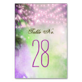 ビーチの紫色のやしひもは結婚式をつけます テーブルナンバー (裏面)