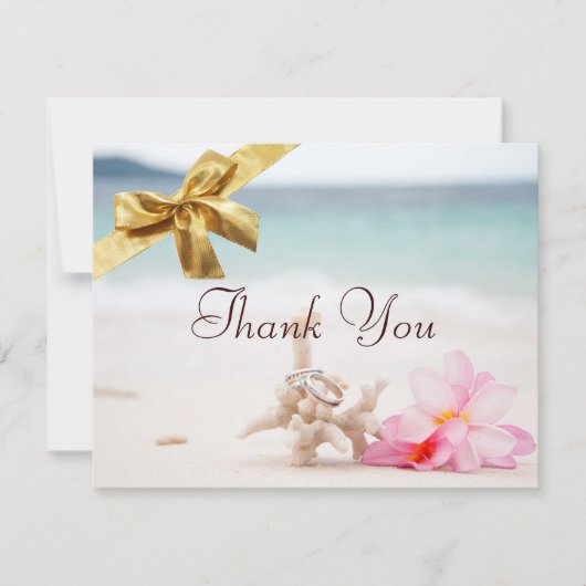 ビーチの結婚指輪はCard2感謝していしています サンキューカード (正面)