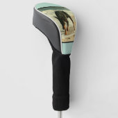 ビーチの絵画のイメージのドーベルマン犬 ゴルフヘッドカバー (アングル)