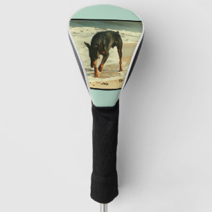 ビーチの絵画のイメージのドーベルマン犬 ゴルフヘッドカバー