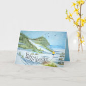 ビーチの絵画子 カード (黄色い花)