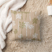 ビーチの緑と白のヤシの木のパターン クッション (ブランケット)