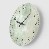 ビーチの緑のクリーム色の砂の抽象芸術 ラージ壁時計 (傾斜)