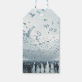 ビーチの群衆 平和の鳩 フォト ギフトタグ (正面)