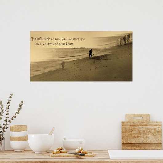 ビーチの老人 – 詩 ポスター (キッチン)