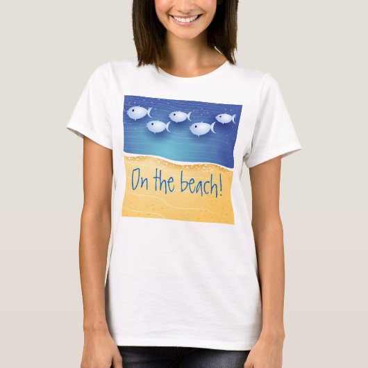 ビーチの背景、シャツ Tシャツ (正面)