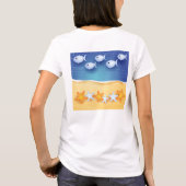 ビーチの背景、シャツ Tシャツ (裏面)