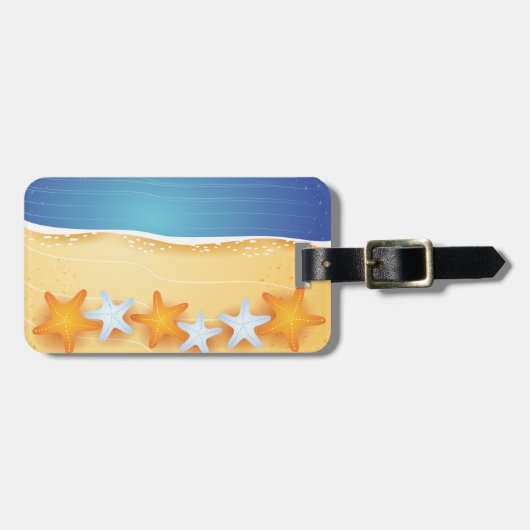 ビーチの背景、ラベル ラゲッジタグ (正面横)