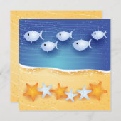 ビーチの背景、招待 招待状 (正面/裏面)