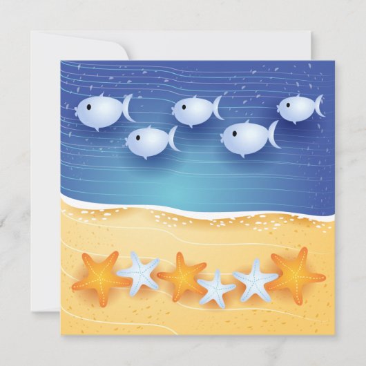 ビーチの背景、招待 招待状 (正面)