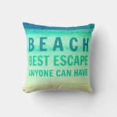 ビーチの脱出のTurquoisの海のタイポグラフィの枕 クッション (正面)