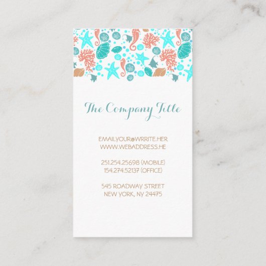 ビーチの航海のな水中宝物海の真珠 名刺 (裏面)