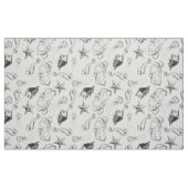 ビーチの航海のな海のテーマの白黒インク ファブリック (ファットクウォーター)