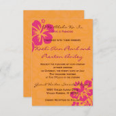 ビーチの花 – オレンジ/暗い赤紫色(5 x 7) 招待状 (正面/裏面)