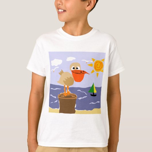 ビーチの芸術のペリカン Tシャツ (正面)