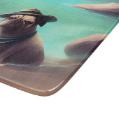 ビーチの芸術絵画を楽しむパグ カッティングボード (角)