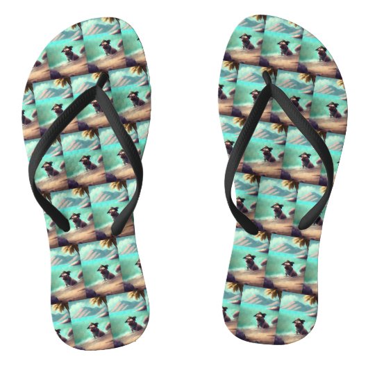 ビーチの芸術絵画を楽しむパグ ビーチサンダル (ソール)