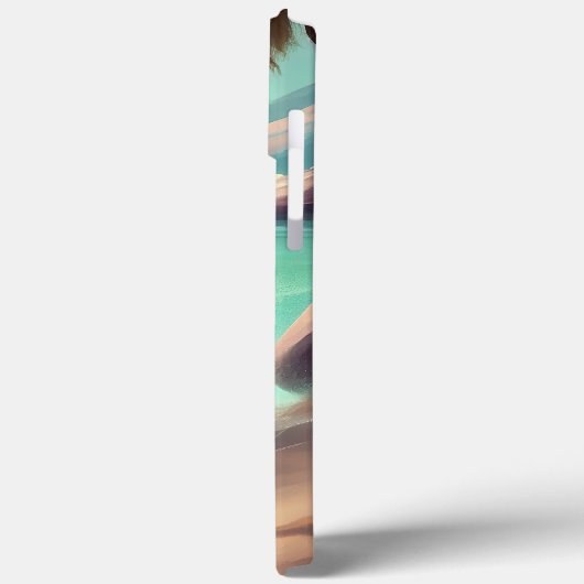 ビーチの芸術絵画を楽しむパグ Case-Mate iPhoneケース (裏面 / 左)