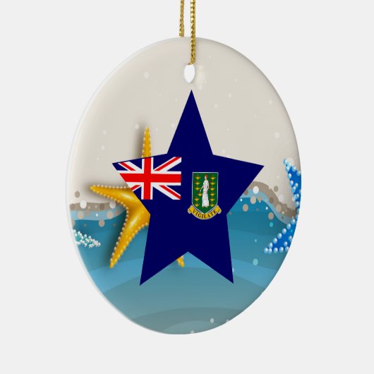 ビーチの英領バージン諸島のクールな旗 セラミックオーナメント (右)