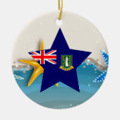 ビーチの英領バージン諸島のクールな旗 セラミックオーナメント (正面)