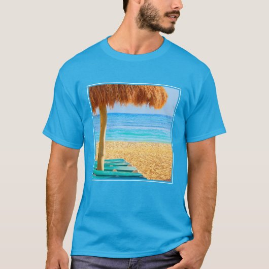 ビーチの草の小屋及びLoungers Tシャツ (正面)