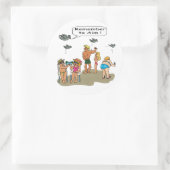 「ビーチの落とし穴」スタンプ ラウンドシール (バッグ)