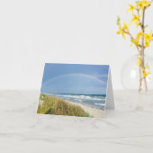 ビーチの虹のメッセージカード カード (黄色い花)
