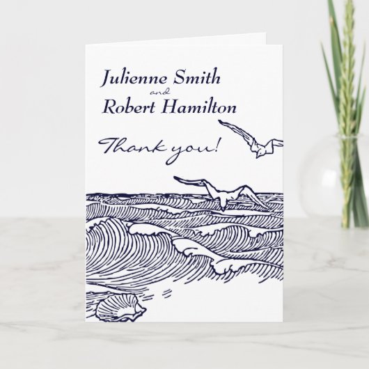 ビーチの行き先結婚式ありがとう サンキューカード (正面)