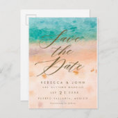ビーチの行先の結婚式の保存日付カード 案内ポストカード (正面/裏面)