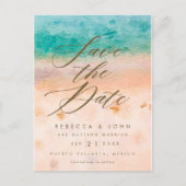 ビーチの行先の結婚式の保存日付カード 案内ポストカード (正面)