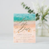 ビーチの行先の結婚式の保存日付カード 案内ポストカード (スタンド正面)