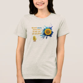 ビーチの詳細、心配の少ない – ひまわりスプラッシュ&シック トライブレンドTシャツ