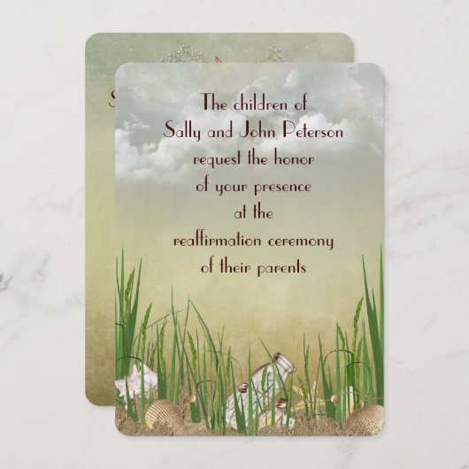 ビーチの誓の更新の場面 招待状 (正面/裏面)