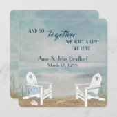 ビーチの誓結婚の更新 招待状 (正面/裏面)