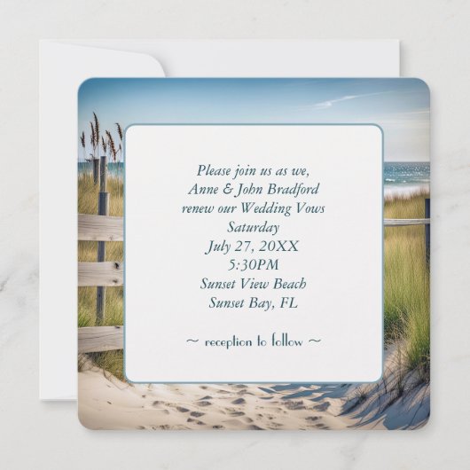 ビーチの誓結婚の更新 招待状 (正面)