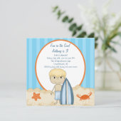 ビーチの誕生日の招待状のサーファーの男の子 招待状 (スタンド正面)