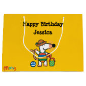ビーチの誕生日のMaisy ラージペーパーバッグ (正面)