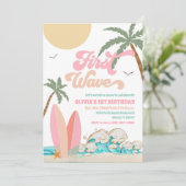 ビーチの誕生日パーティー招待状 招待状 (スタンド正面)